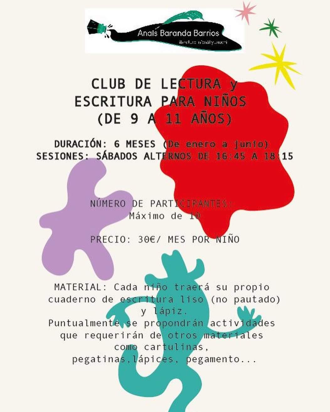 Club de Lectura y Escritura para niños en los Libros Salvajes ⋆ Anaïs  Baranda Barrios